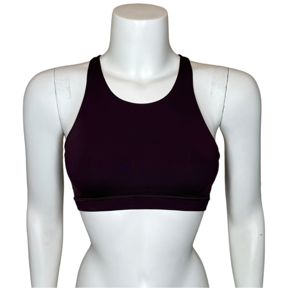 Lululemon Tied to It Bra 2 Black Cherry Lace-up Strappy Athletic